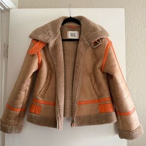 BDG Tan and Orange Shearling Jacket